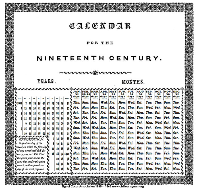 19th Century Calendar